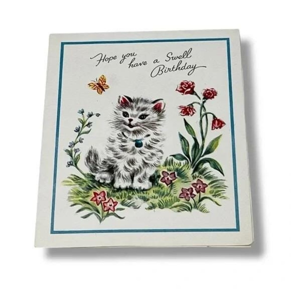 The DA Line Hope You Have a Swell Birthday Cat Vintage Greeting Card DBX